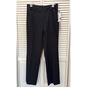 H & W Straight Black Trouser Pants NWT‎ Mid Rise Zip/Slide Hooks Pockets Size 12